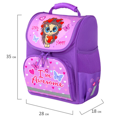 Ранец ПИФАГОР BASIC, 1 отделение, 3 кармана, эргономичная спинка, «Awesome», 35×28х18 см