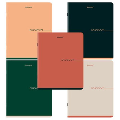 Тетрадь А5, 48 л., BRAUBERG, скоба, клетка, SoftTouch, «Минимал_Цвет», (микс в спайке)