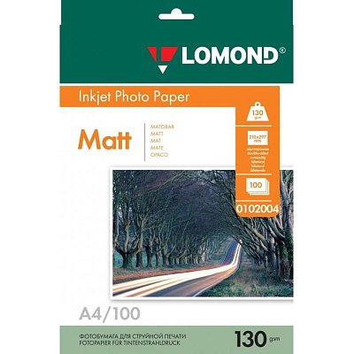 Бумага А4 для стр. принтеров Lomond, 130г/м2 (100л) мат. дв. 