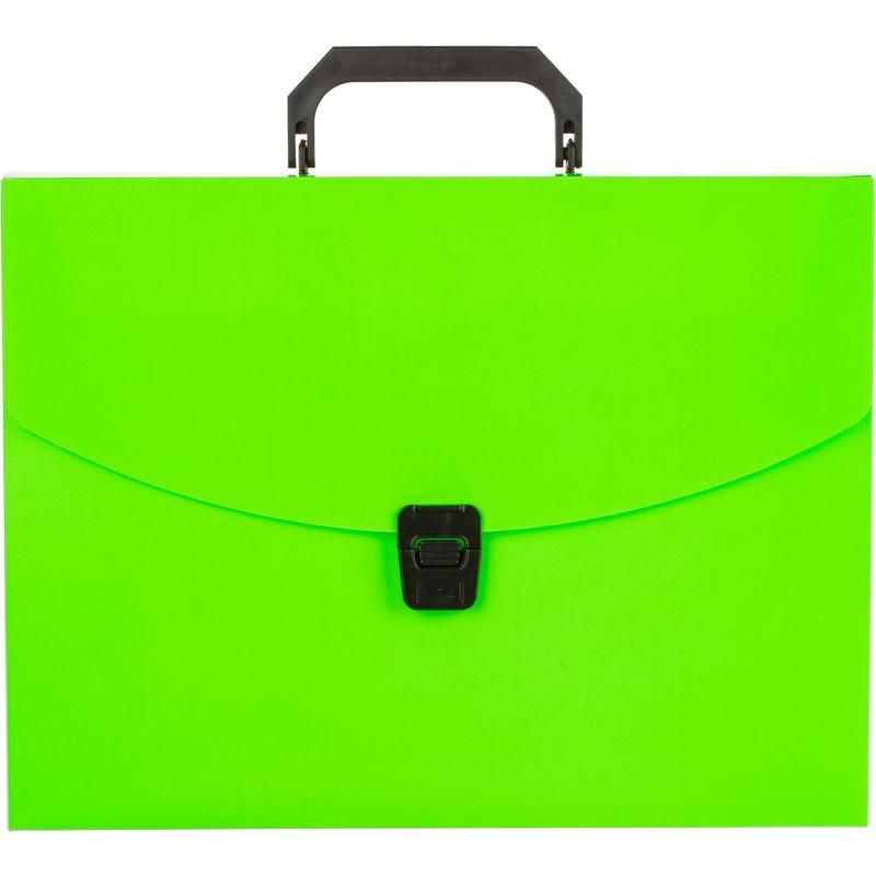 превью Папка-портфель пластиковая Attache Neon А4 зеленая (335×230 мм, 1 отделение)