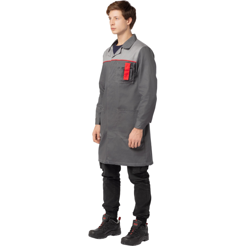 Халат Л10-ХЛ муж. сер/св. сер/крас (р.52-54) 170-176