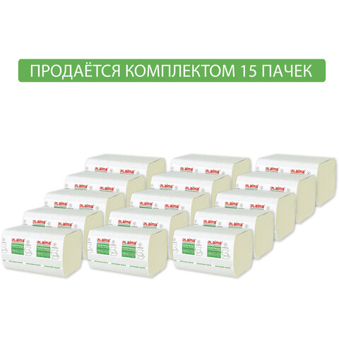 Полотенца бумажные 200 шт. LAIMA (Система H3)ADVANCED WHITE2-слойныебелыеКОМПЛЕКТ 15 пачек23×20.5V-сложение111341
