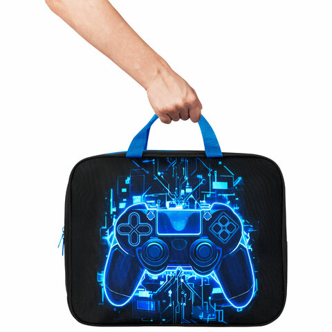 Папка на молнии с ручками BRAUBERG KIDS А4, 1 отделение, полиэстер, 80 мм, Digital gamepad