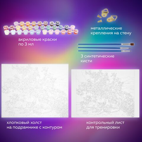 Картина по номерам 40×50 см, ОСТРОВ СОКРОВИЩ «Букет сакуры», на подрамнике, акрил, кисти