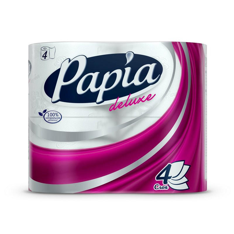 Бумага туалетная Papia Deluxe (4-слойная, белая, 4 рулона в упаковке)