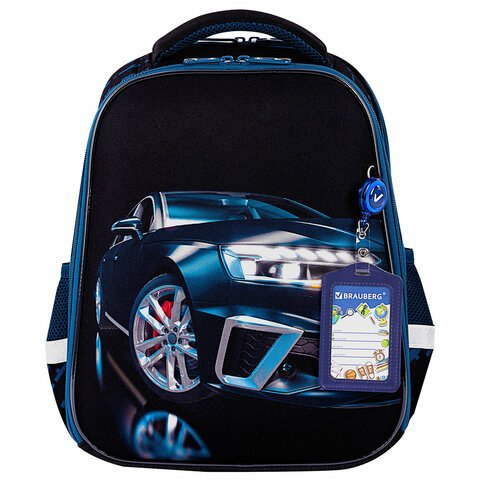 Ранец BRAUBERG FIT, 2 отделения, «Super car», 38×27х14 см