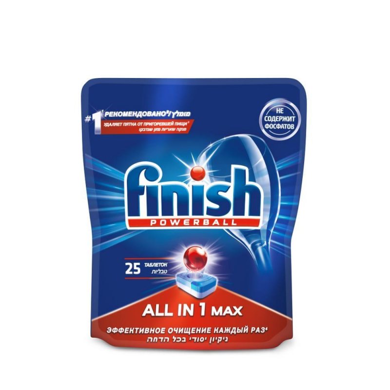 Таблетки для посудомоечных машин Finish All in 1 Max (25 штук в упаковке)