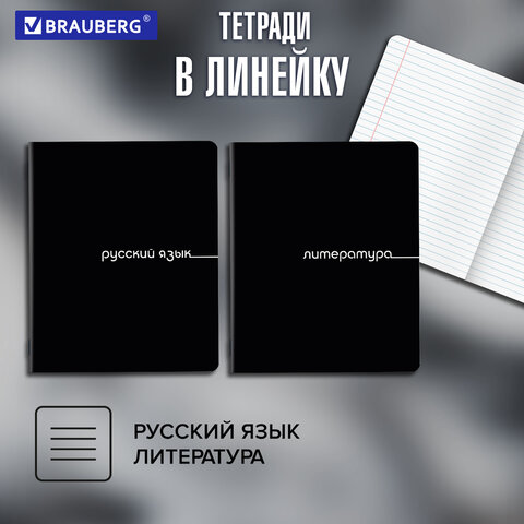 Тетради предметные, КОМПЛЕКТ 12 ПРЕДМЕТОВ, 48 л., обложка картон, BRAUBERG «BLACK»