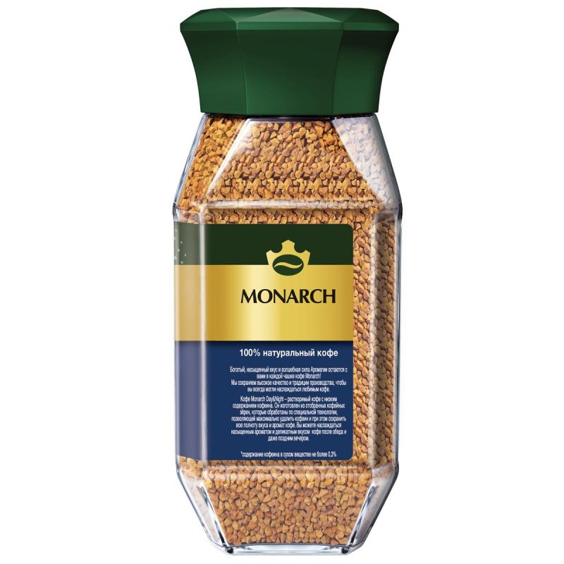 Кофе растворимый декофеинизированный Monarch Day&Night, 95гр ст/б