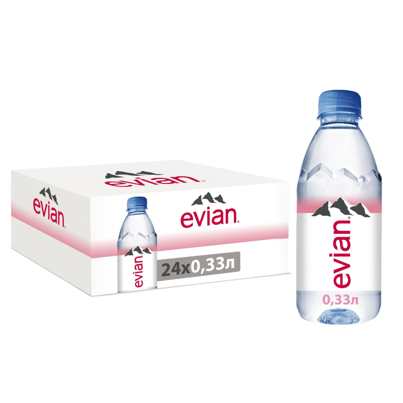 Вода минеральная негазированная Evian (0.33л, 24 шт. в упаковке)