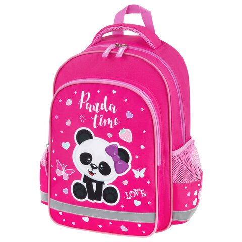 превью Рюкзак ПИФАГОР SCHOOL, 1 отделение, 3 кармана, «Panda time», 38×28×14 см