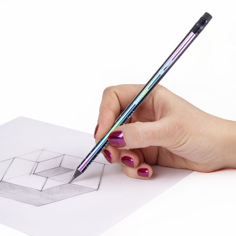 Карандаш чернографитный с принтом BRAUBERG «CATS», 1 шт., HB, с ластиком