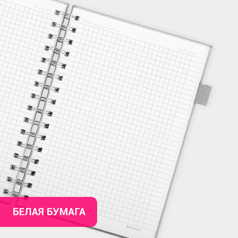 Бизнес-тетрадь на гребне А5 148×216 ммBRAUBERG «Calipso» под кожурезинкаклетка80 л. серая116253