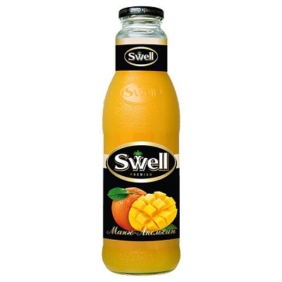 Нектар «Манго-Апельсин» SWELL с мякотью в стеклянной бутылке 0.75 л, для детского питания