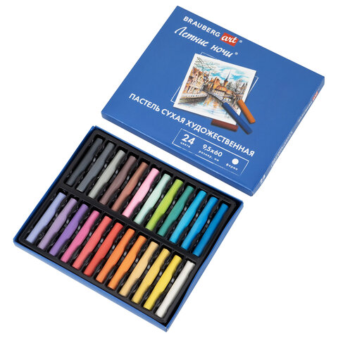 превью Пастель сухая художественная BRAUBERG ART «Летние ночи», 24 цвета, круглое сечение