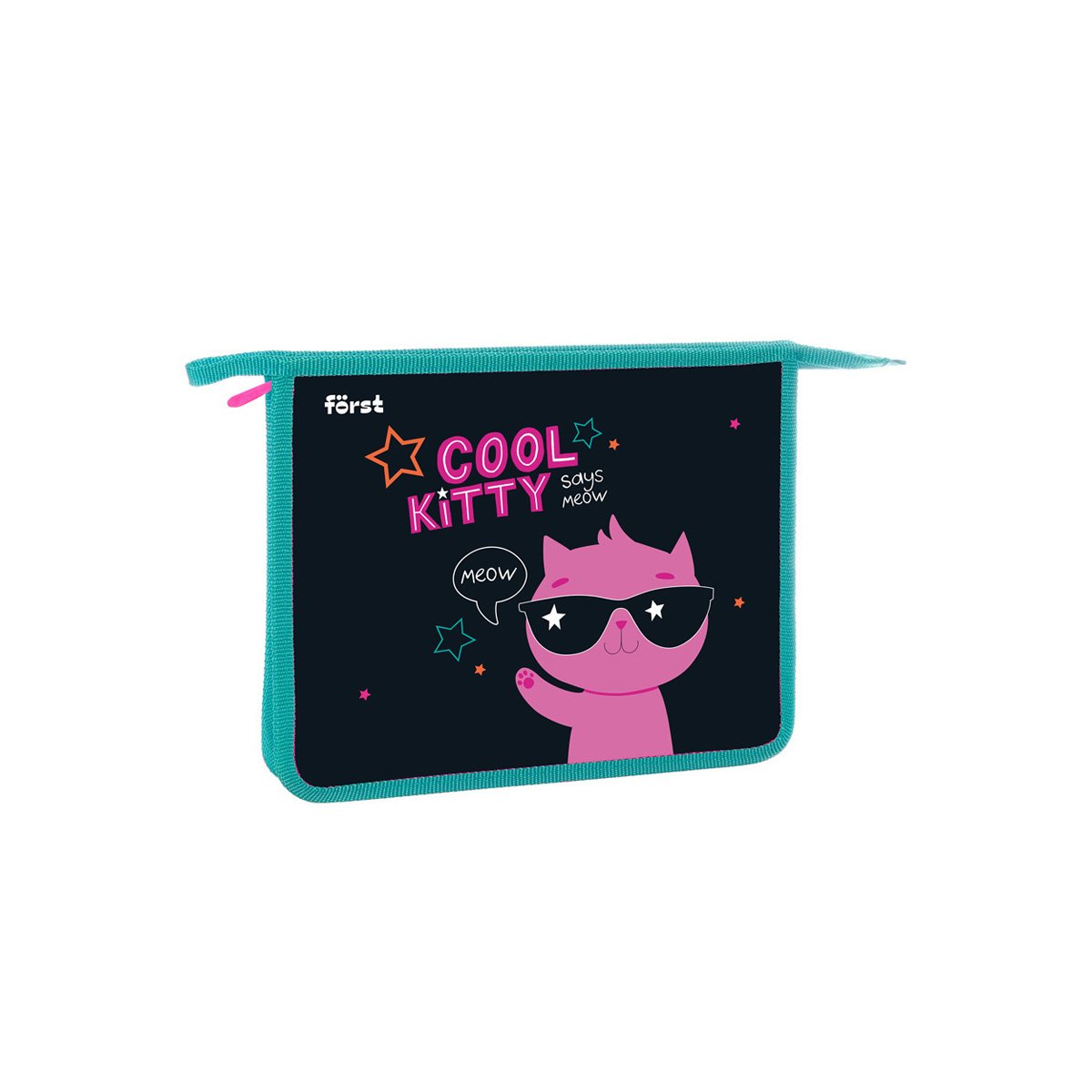 превью Папка для тетрадей 1 отделение, А5, Först «Cool kitty», 240×205×40мм, пластик, на молнии