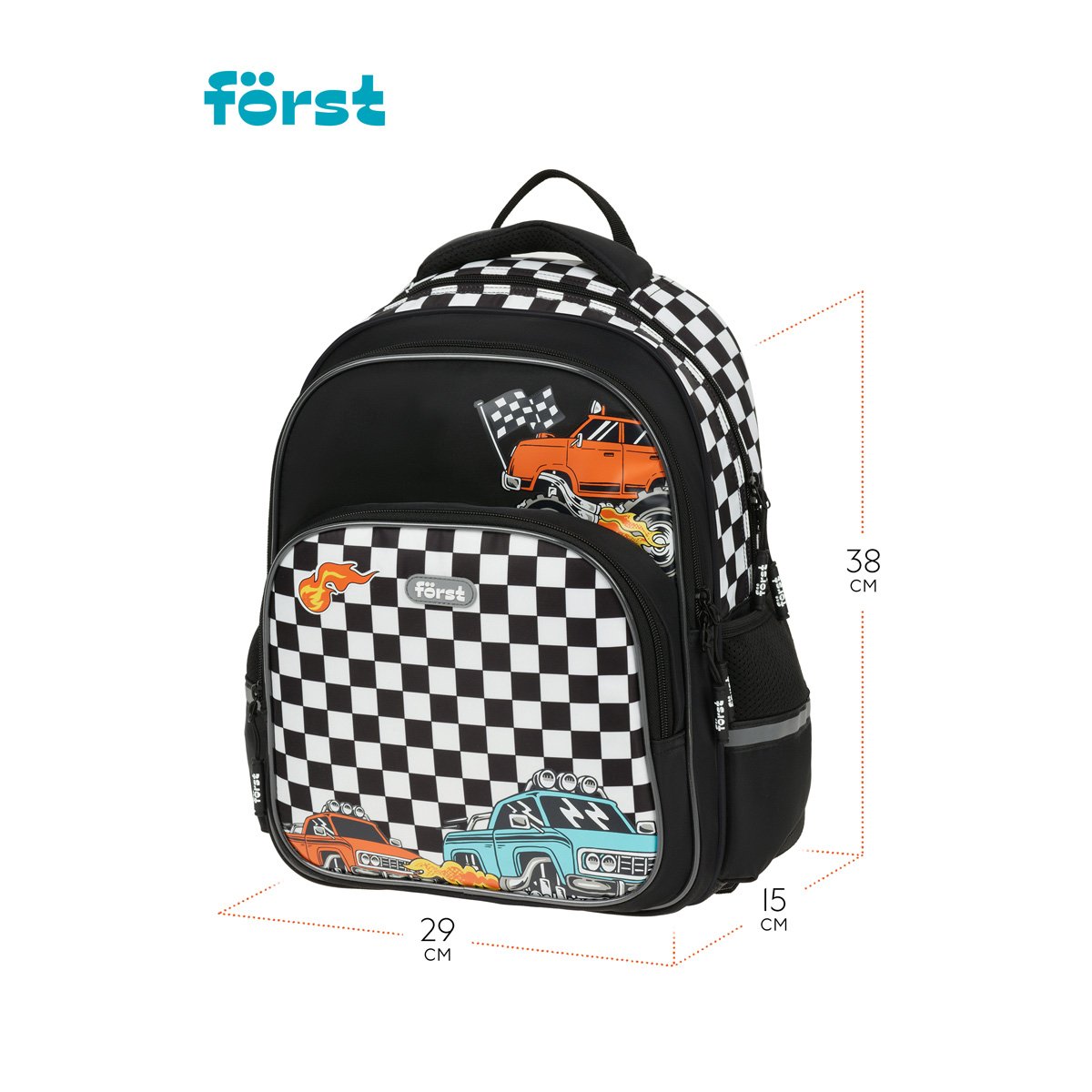 Рюкзак Först F-COMFY «Racing» 38×29×15 см, 2 отделения, 3 кармана, эргономичная спинка