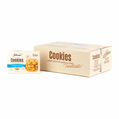 Печенье в индивидуальной упаковке сахарное FALCONE «Cookies» с молочным шоколадом, 200 г, ИТАЛИЯ