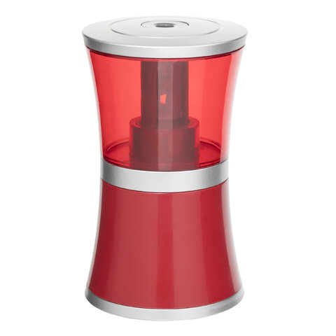 Точилка электрическая BRAUBERG, питание от USB/4 батареек АА, красная