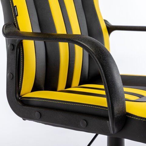 Кресло компьютерное BRABIX «Stripe GM-202», экокожа, черное/желтое