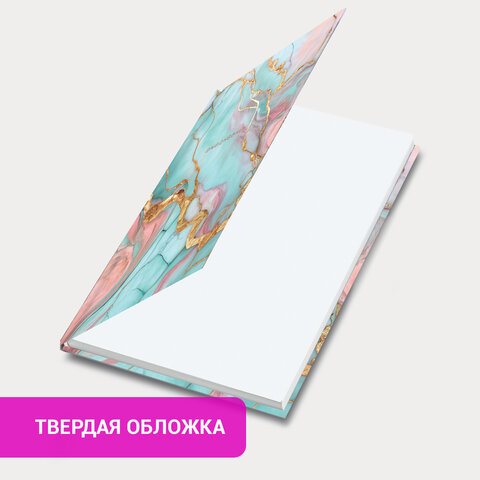 Ежедневник недатированный с резинкой А5 145×203 мм, BRAUBERG, твердый, фольга, 128 л., «Marble»