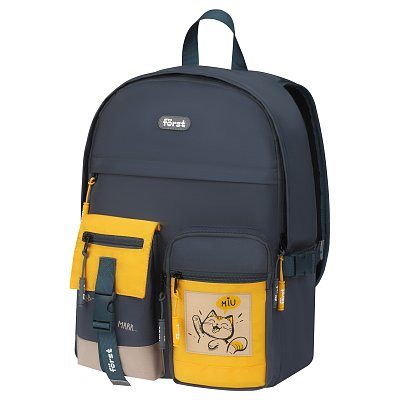 Рюкзак Först F-Teens «Hi, Cat! » 40×28×15см, 1 отделение, 7 карманов, уплотненная спинка