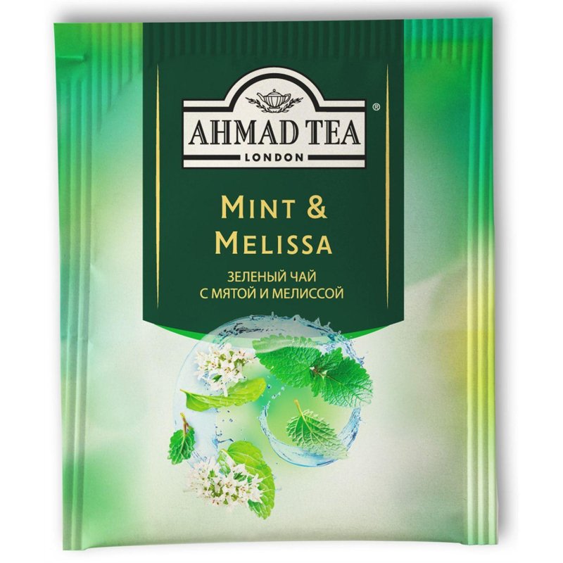 Чай Ahmad Tea Мята-Мелиса, зеленый, пакетики в конвертах, 100×1.8г/уп