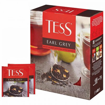 Чай Tess Earl Grey черный с цедрой лайма и ароматом бергамота 100 пакетиков