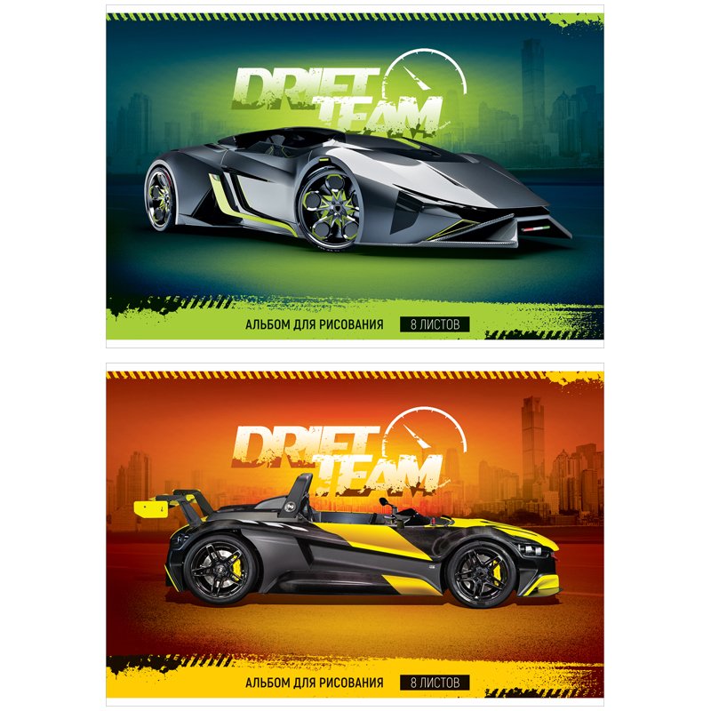 превью Альбом для рисования 08л., А4, на скрепке ArtSpace «Авто. Drift team», обложка-офсет