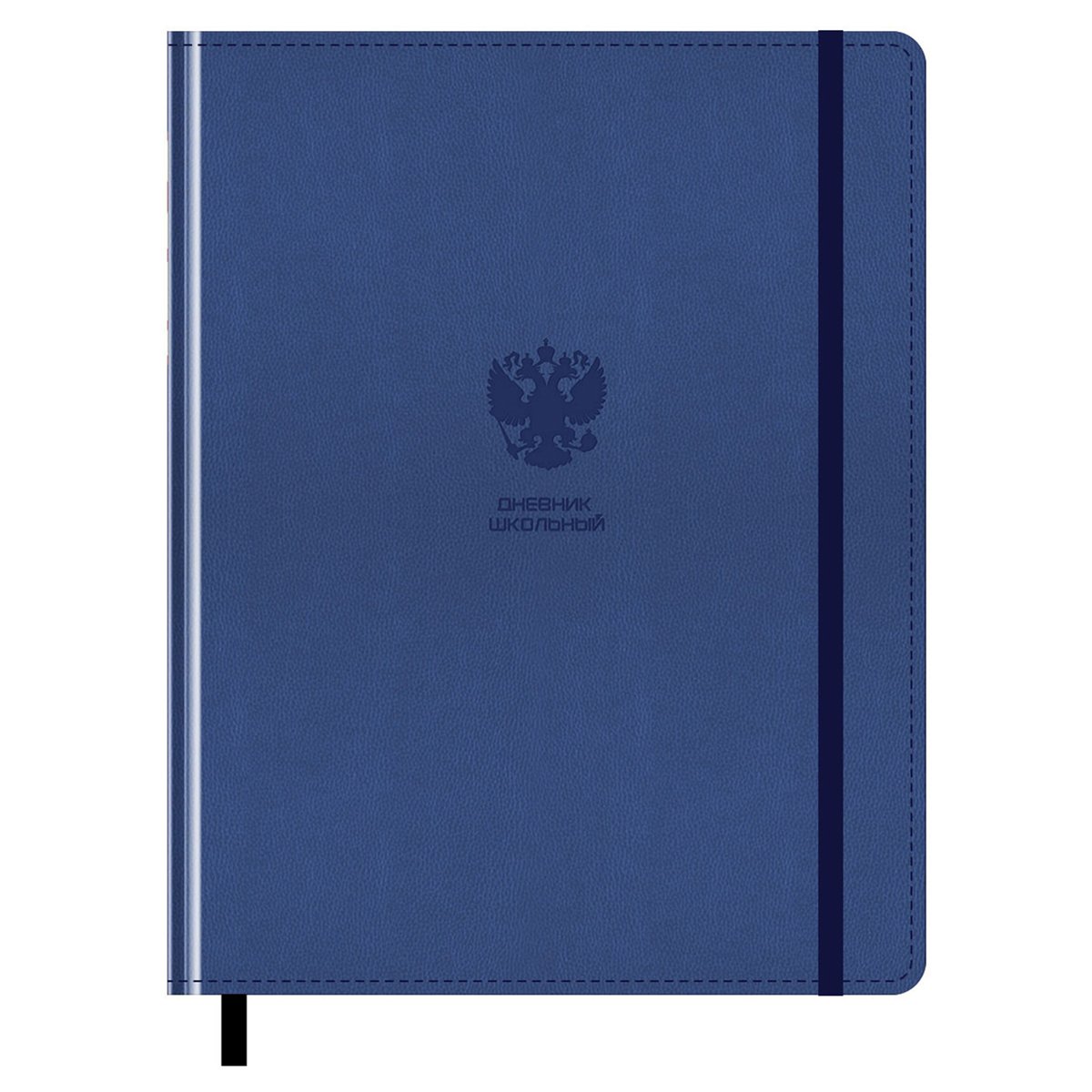 превью Дневник 1-11 кл. 48л. (твердый) BG «Орел. Синий», иск. кожа, блинтовое тиснение, ляссе, на резинке