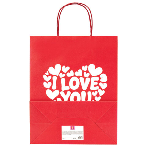 Пакет подарочный (1 штука) 26×13х32 см (L) «Love Kraft», крафт, ЗОЛОТАЯ СКАЗКА