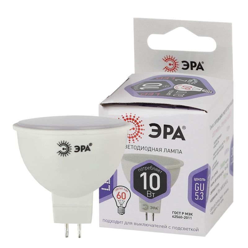 Лампа светодиодная ЭРА STD LED MR16-10W-860-GU5.3 GU5.3 10Вт холодный свет