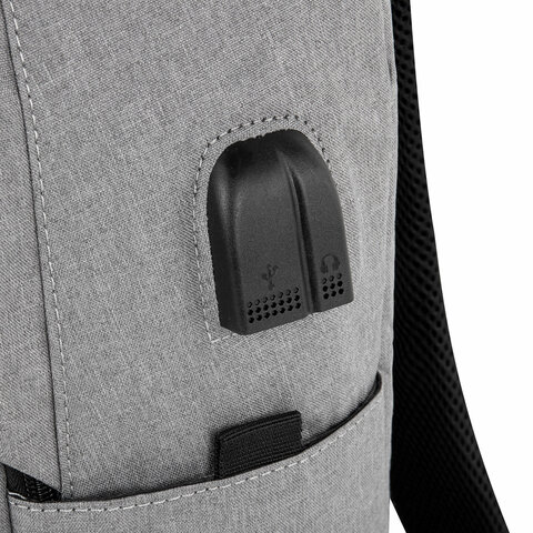 Рюкзак HEIKKI ACTIVE (ХЕЙКИ) универсальный, отделение для ноутбука, USB-порт, серый, 44×31х14 см