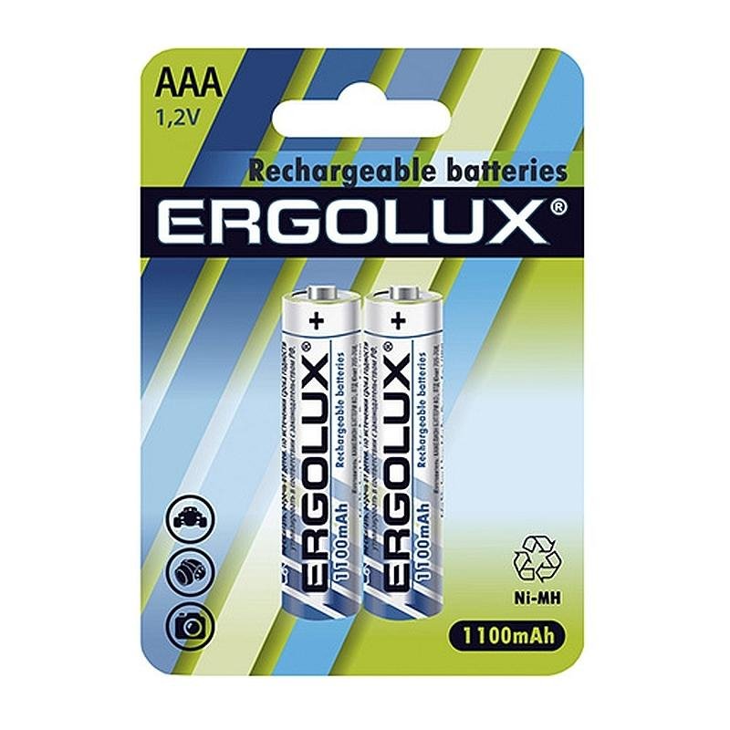 Аккумулятор Ergolux AAA-1100mAh Ni-Mh 2шт/бл(NHAAA1100BL2.1.2В)(12446)