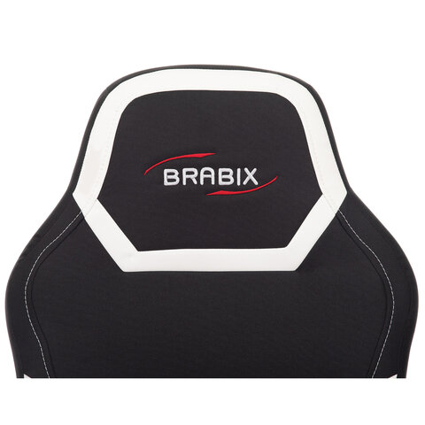 Кресло компьютерное BRABIX «Alpha GM-018», ткань/экокожа, черное/белое, 532640