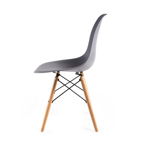 Стулья BRABIX «Eames CF-010», КОМПЛЕКТ 4 шт., пластик серый, опоры дерево/металл, 532632