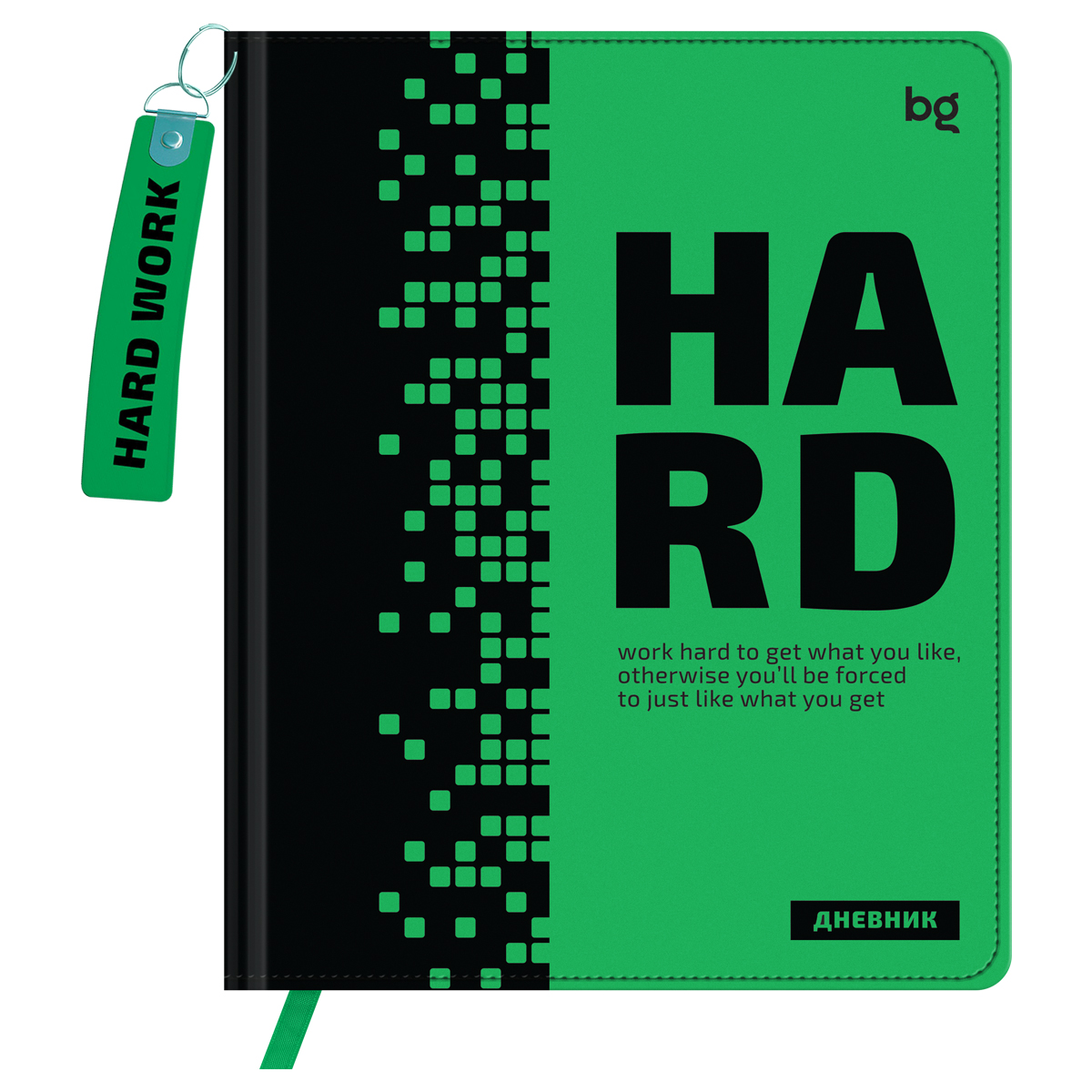 превью Дневник 1-11 кл. 48л. (твердый) BG «Hard. Green», иск. кожа, печать, брелок, ляссе