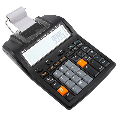 Калькулятор печатающий Deli EM121-EU,12-разряд, 172×203x55мм, черный