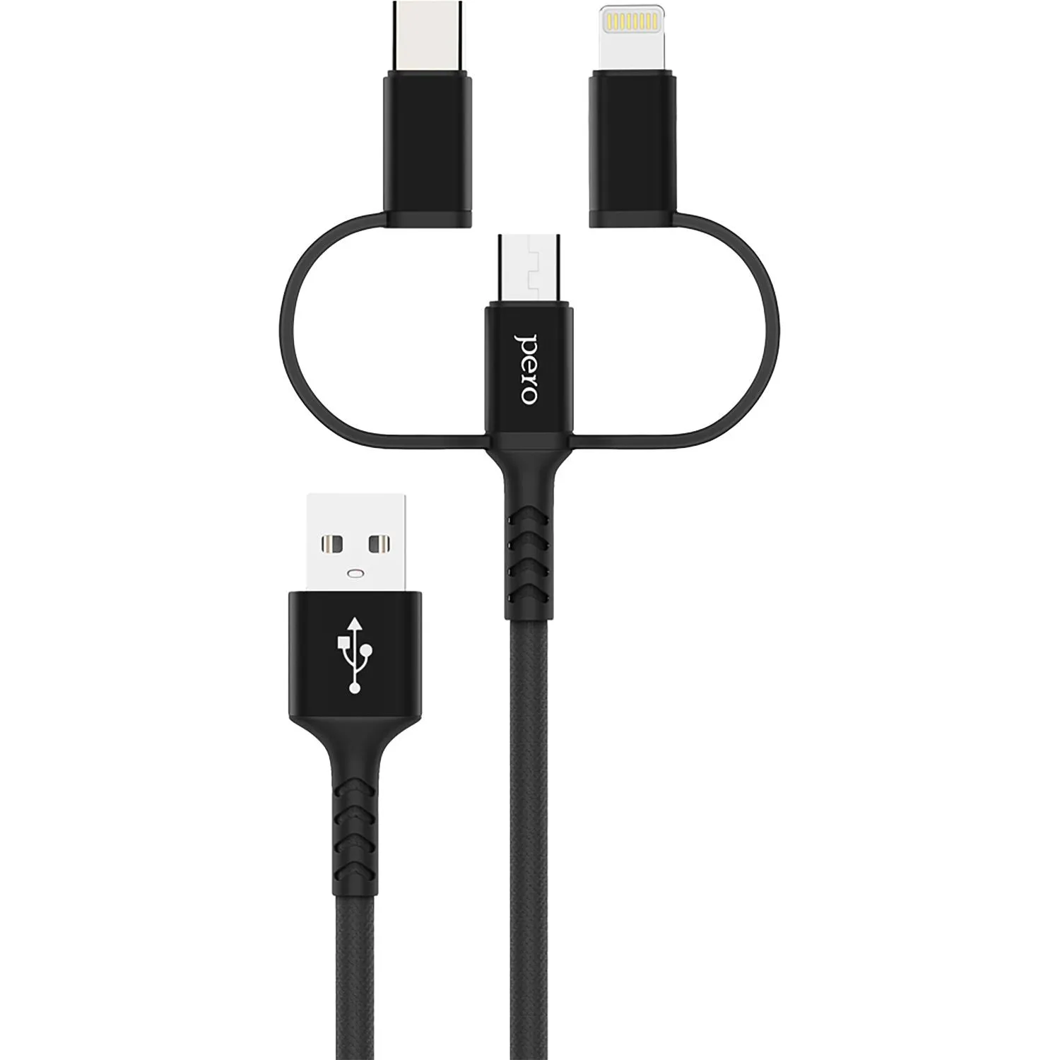 Кабель Pero DC-06 micro USB - USB Type-C - USB Type-A - Lightning 2 метра (4603768350699)