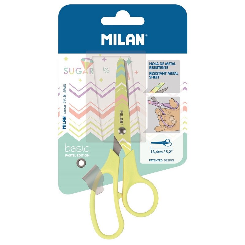 превью Ножницы детские Milan Basic Pastel Edition желтые (134 мм, с эргономичными ручками)