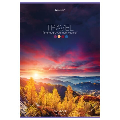 Тетрадь А4, 96 л., BRAUBERG, скоба, клетка, обложка картон, «Journey»
