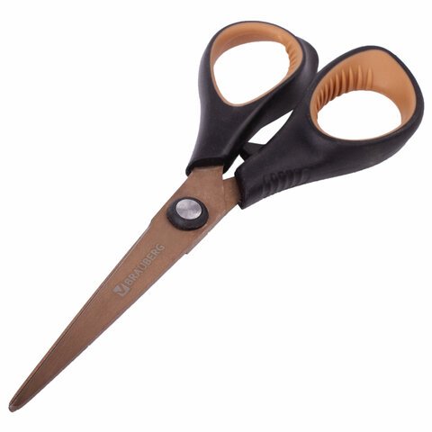 Ножницы BRAUBERG «Heavy Duty», 165 мм, суперпрочные, титановое покрытие, 2-х сторонняя заточка, блистер