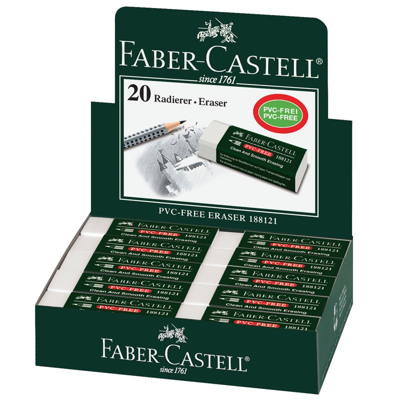 Ластик Faber-Castell «PVC-free», прямоугольный, картонный футляр, 31×23×12мм