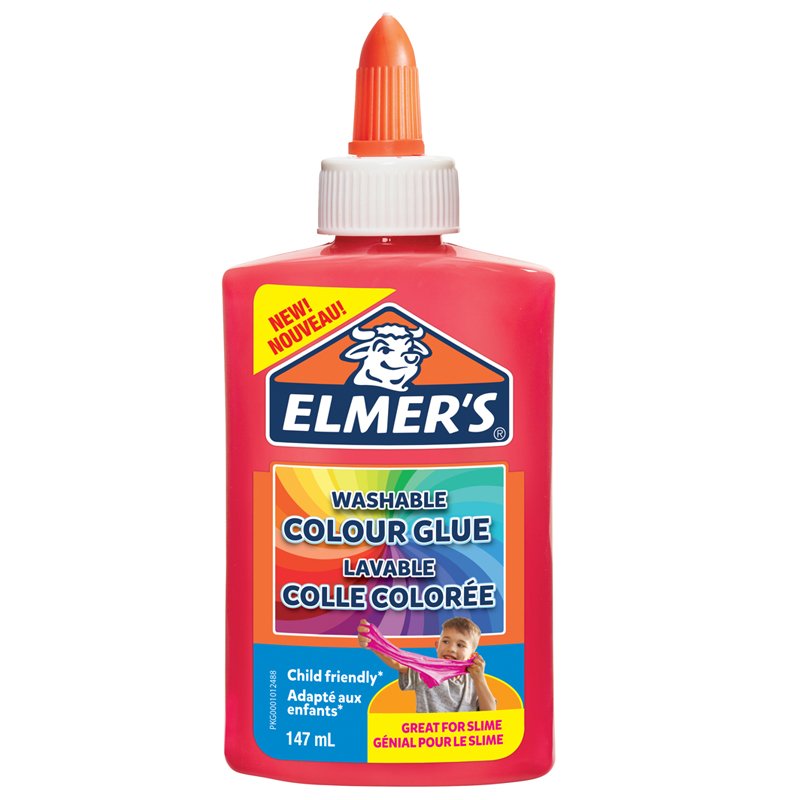 Клей канцелярский Elmers «Colour Glue», 147мл, для слаймов, розовый, непрозрачный