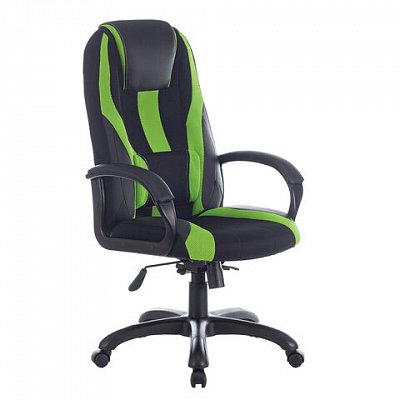 Кресло компьютерное BRABIX PREMIUM «Rapid GM-102», НАГРУЗКА 180 кг, экокожа/ткань, черное/зеленое, 532419