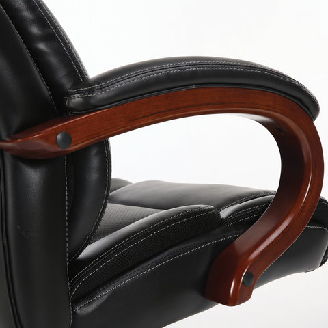 Кресло офисное BRABIX PREMIUM «Magnum EX-701», дерево, рециклированная кожа, черное