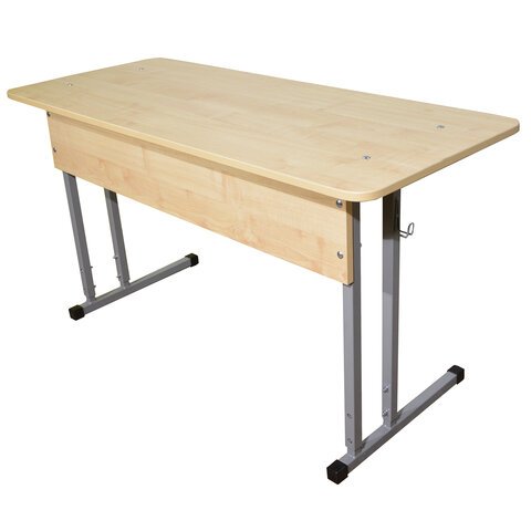 Стол-парта 2-местный регулируемый «Умник»1200×500х640-760ммрост 4-6серый каркасЛДСП клён