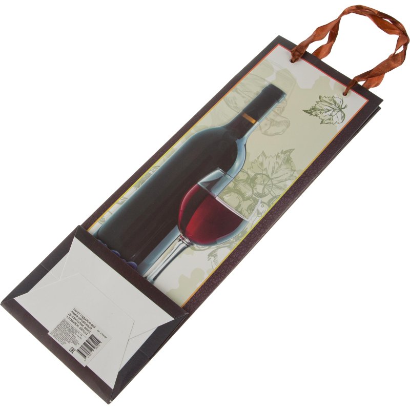 Пакет подарочный ламин. для бутылки, Вино, 12×36х9см, GBT011