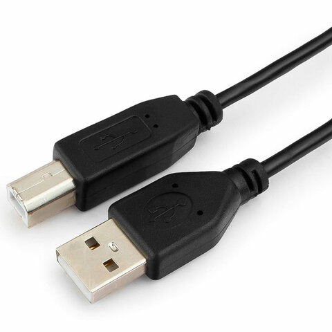 Кабель USB 2.0 AM-BM, 1.8 м, ГАРНИЗОН, медь, черный, пакет, GCC-USB2-AMBM-1.8M