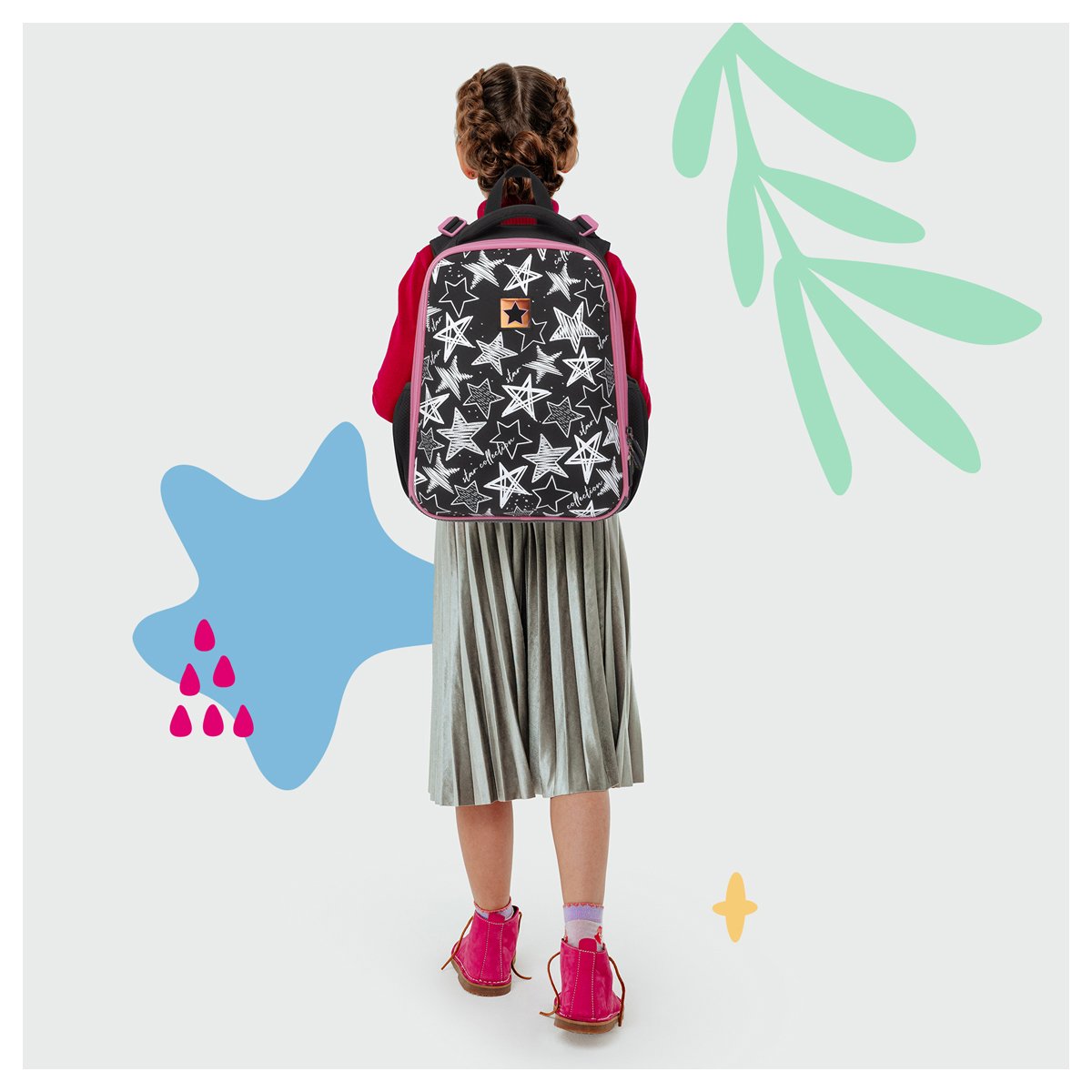 Ранец Berlingo Expert «Glossy stars» 37×28×16см, 2 отделения, 2 кармана, анатомическая спинка